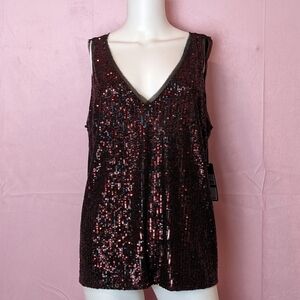 RACHEL Rachel Roy Burgundy Sequin Tank Top